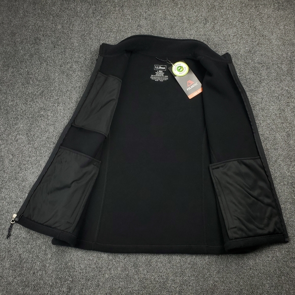 LL Bean Polartec Fleece Vest Jacket Mens Large Black Zip Up Classic 200 NEW - Picture 3 of 9